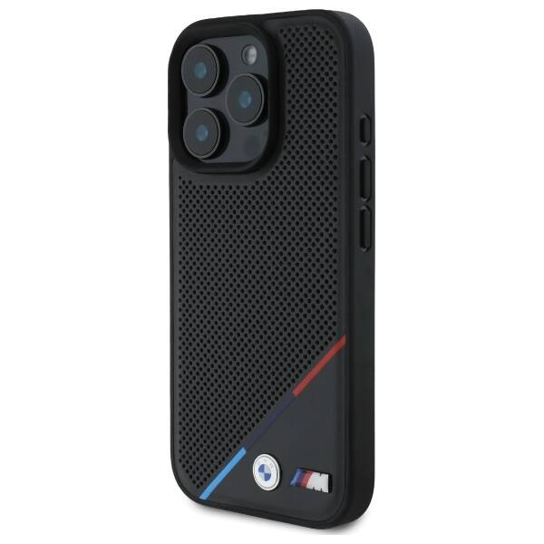 Cover BMW iPhone 16 Pro Max 6,9" nero/nero durocase M Linea Tricolore Forata MagSafe