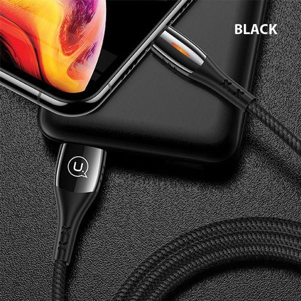 Kábel Opletený USAMS Lightning U-Tone Power-off 2A Rýchle nabíjanie 1,2 m čierny