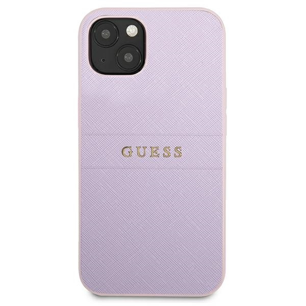 Hülle GUESS Apple iPhone 13 Mini Saffiano Hot Stamp & Metall Logo Lila Case