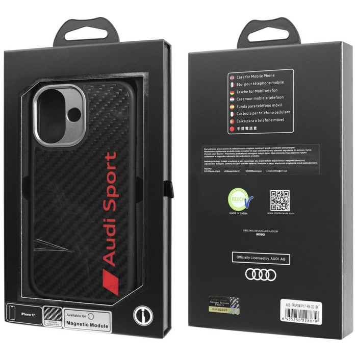 Etui Audi R8 Carbon Fiber MagSafe do     iPhone 17 czarny
