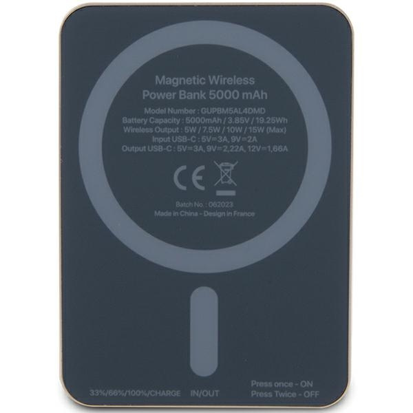 Guess Powerbank indukcyjny 15W GUPBM5AL4DMD 5000mAh złoty/gold MagSafe 4G Strassed Metal Logo