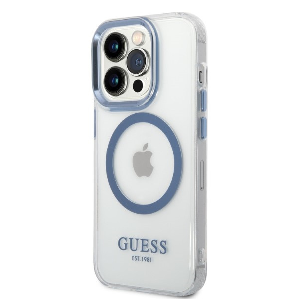 Guess GUHMP14XHTRMB iPhone 14 Pro Max 6,7" modrá/modrá hard case Metal Outline MagSafe
