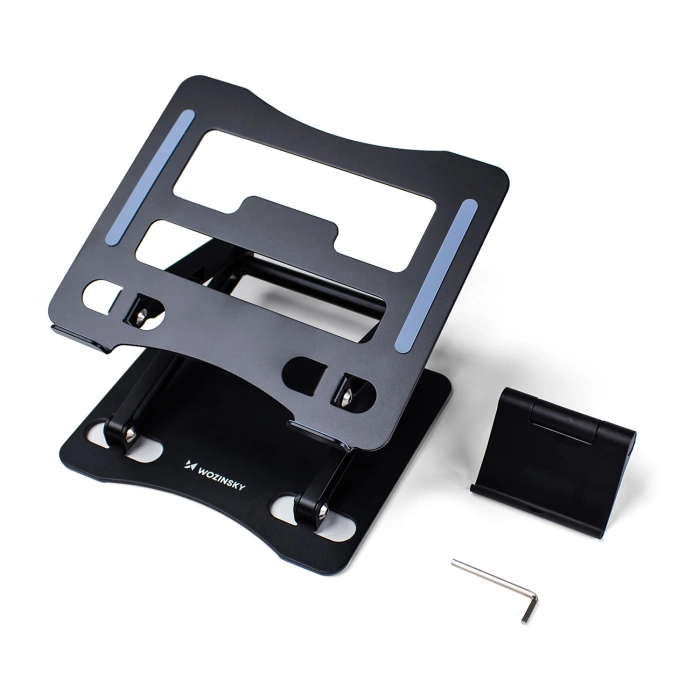 Wozinsky WRS-CPY75DSB Aluminium-Laptopständer + Gratis! Smartphone-Ständer – schwarz