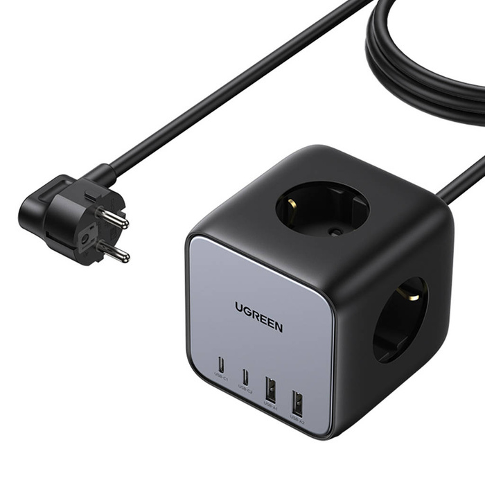 Ugreen cube power strip 65W USB / USB C + 3x AC zásuvka černá (CD268)