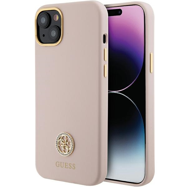 Etui Guess GUHCP15SM4DGPP iPhone 15 6.1" jasnoróżowy/pink hardcase Silicone Logo Strass 4G Case