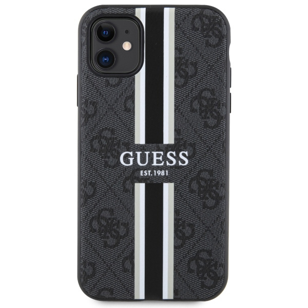 Cover Guess GUHMN61P4RPSK iPhone 11 / Xr nero/nero durocase 4G Strisce stampate MagSafe Case