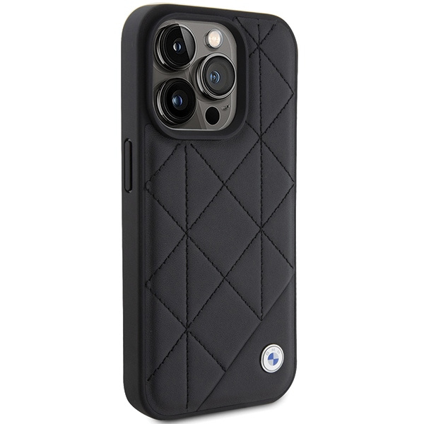 Hülle Bmw Bmhcp15x22rqdk IPhone 15 Pro Max 6,7" Schwarz/Schwarz Leder gestepptCase