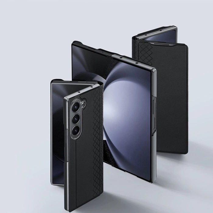 Dux Ducis Brill Ledertasche für Samsung Galaxy Z Fold 6 mit Klappe und Kartenfach – Schwarz