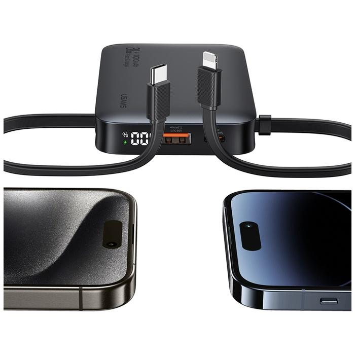 Powerbank USAMS XR Series CD228 10000mAh 20W + kabel USB-C/Lightning biały