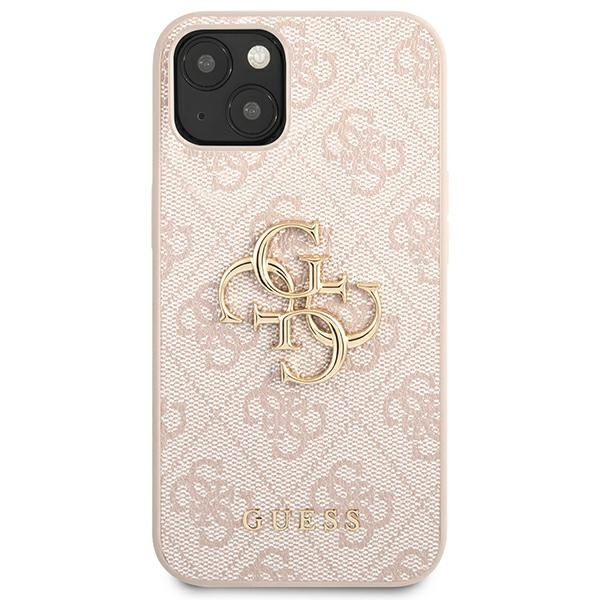 Hülle GUESS Apple iPhone 13 4G Großes Metall-Logo Rosa Hardcase