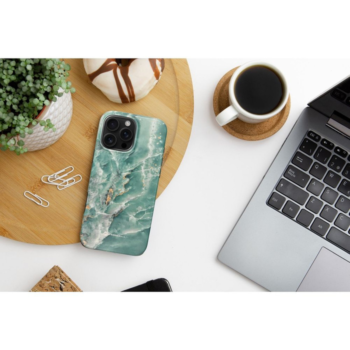 Etui na iPhone 16 PRO Forcell F-Protect Mirage zgodny z MagSafe Military Drop-Test green marble