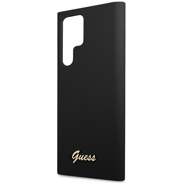 Cover Guess GUHCS23LSLSMK S23 Ultra S918 nero/nerocase Silicone Vintage Gold Logo Case