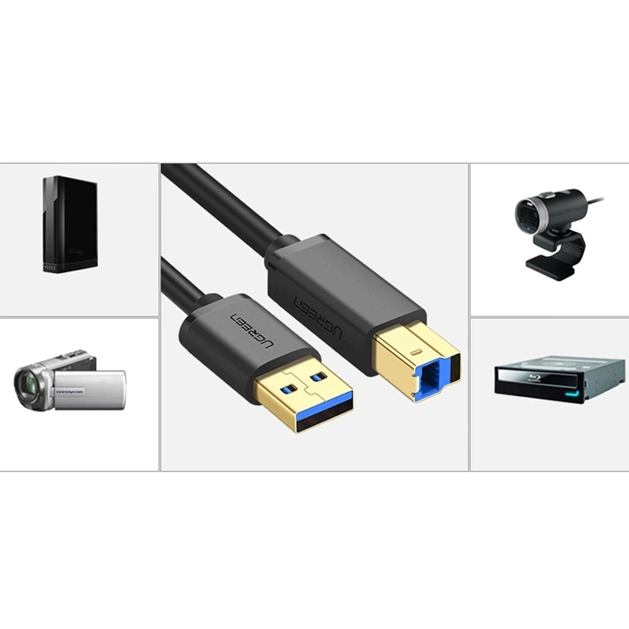Kabel USB 3.0 A-B UGREEN US210 für Drucker, 1m (schwarz)