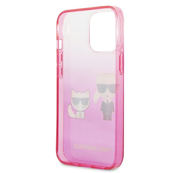 Hülle KARL LAGERFELD Apple iPhone 13 13 Pro Gradient Ikonik Karl &amp; Choupette Rosa Hartcase