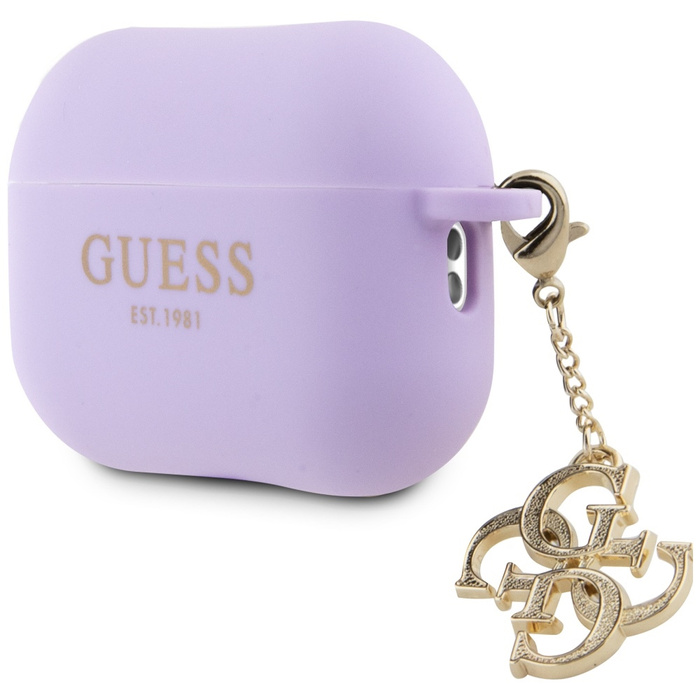 Guess GUAP2LECG4U AirPods Pro 2 cover purple/purple Liquid Silicone Glitter Triangle Charm