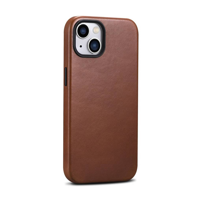 iCarer Case Leather genuine leather case for iPhone 14 Plus braun (WMI14220703-RB) (MagSafe compatible)