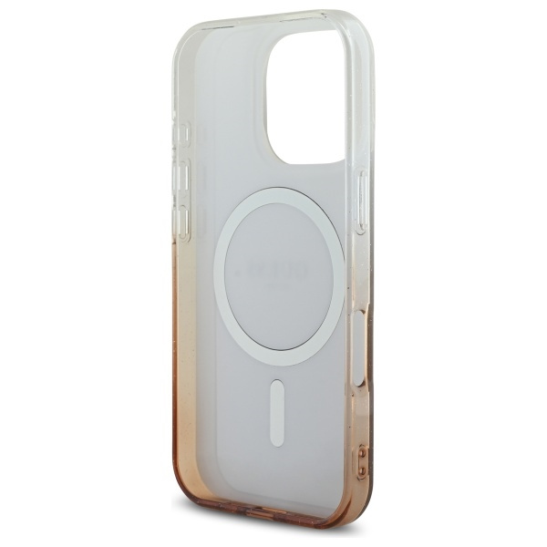 Etui Guess iPhone 16 Pro 6.3" brązowy/brown hardcase IML Glitter Gradient MagSafe