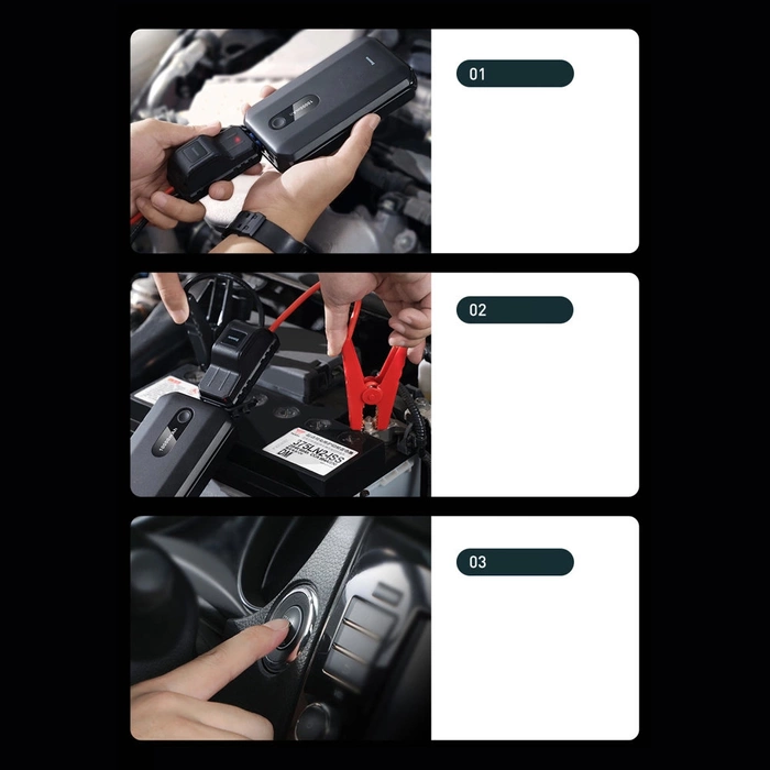 [B WARE] Baseus Power Bank Power Starter Starthilfe 10000mAh 12V (1000A / 500A) Powerbank + Krokodilklemmen schwarz (CGNL020101)