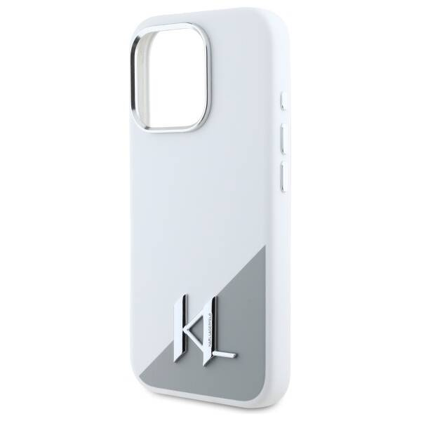 Etui Karl Lagerfeld iPhone 16 Pro 6.3" biały/white hardcase Silicone Shadow Metal Initial MagSafe