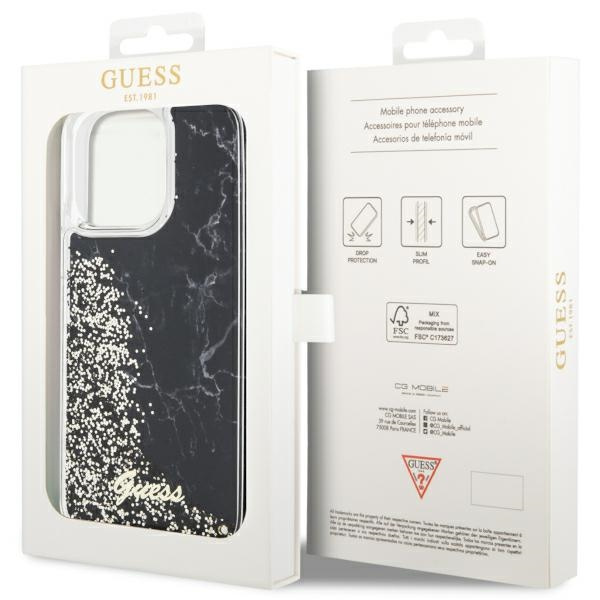 Funda Guess GUHCP14XLCSGSGK iPhone 14 Pro Max 6,7" negro/negro durocase Liquid Glitter Mármol Case