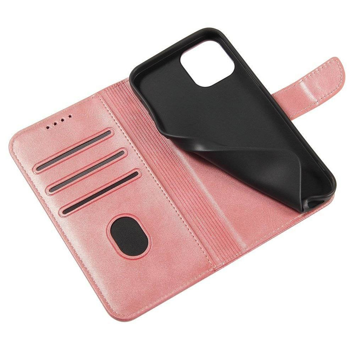 Magnet Case elegante cover per custodia con patta e funzione di supporto per iPhone 12 Pro Max rosa