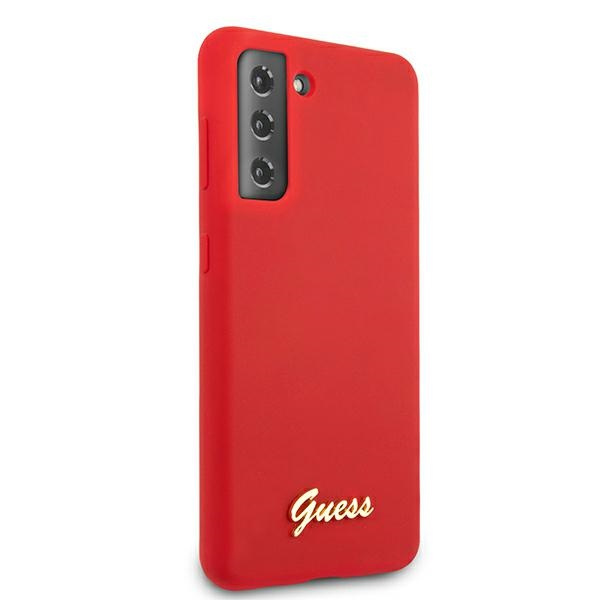 Guess GUHCS21MLSLMGRE S21 + G996 red / red hardcase Silicone Script Metal Logo