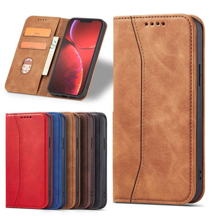 Magnet Fancy Case Funda para iPhone 13 Pro Max Funda Monedero Tarjetero Marrón
