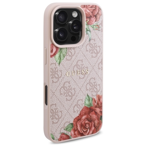 Guess GUHMP16LP4ROPEMCP iPhone 16 Pro     6.3" różowy/pink hardcase 4G Flowers Print MagSafe