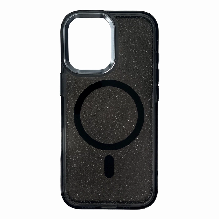 Glitter Case MagSafe for iPhone 16 Plus - black with glitter
