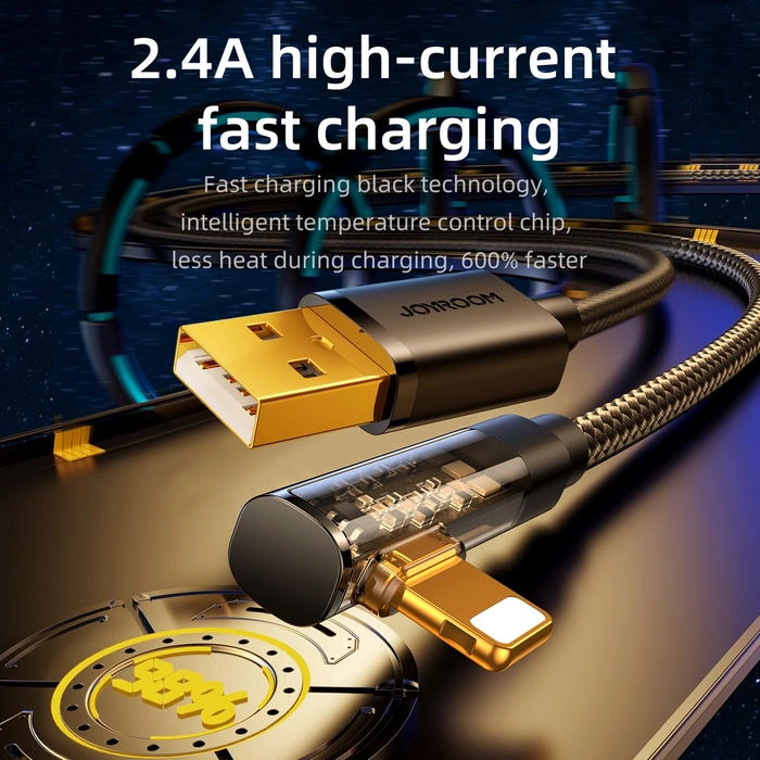 Joyroom S-UL012A6 Câble USB-A coudé - Éclairage 2,4A 1,2m - bleu