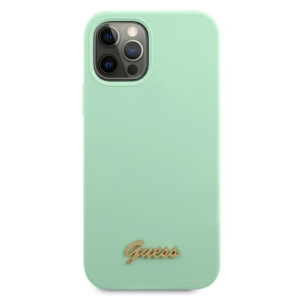 Cover GUESS Apple iPhone 12 12 Pro Metal Logo Script GUHCP12MLSLMGGN Verde Hardcase