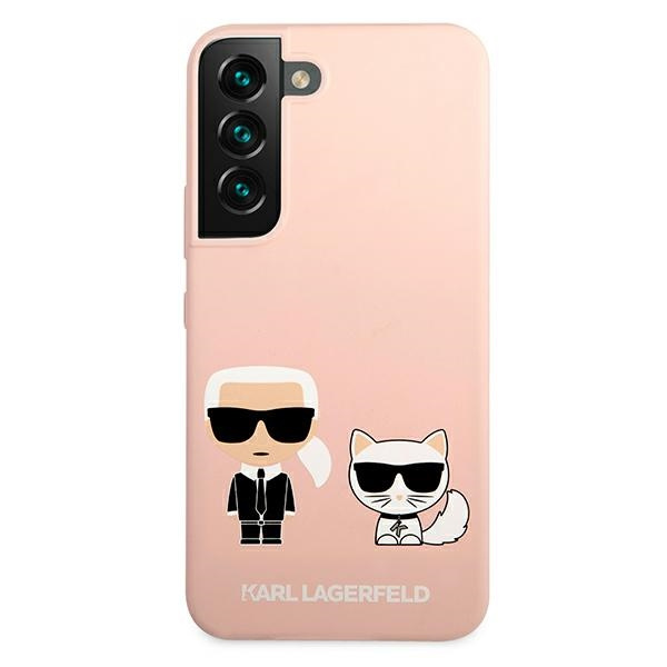 Hülle KARL LAGERFELD Samsung Galaxy S22 Plus Silikon Ikonik Karl & Choupette Rosa Hartcase