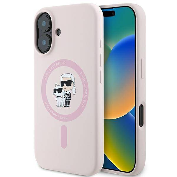 Etui Karl Lagerfeld iPhone 16 Plus różowy/pink HC MagSafe Silicone KC Heads Ring