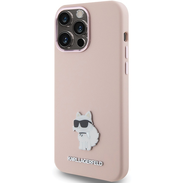 Etui Karl Lagerfeld KLHCP15LSMHCNPP iPhone 15 Pro 6.1" różowy/pink Silicone Choupette Metal Pin Case