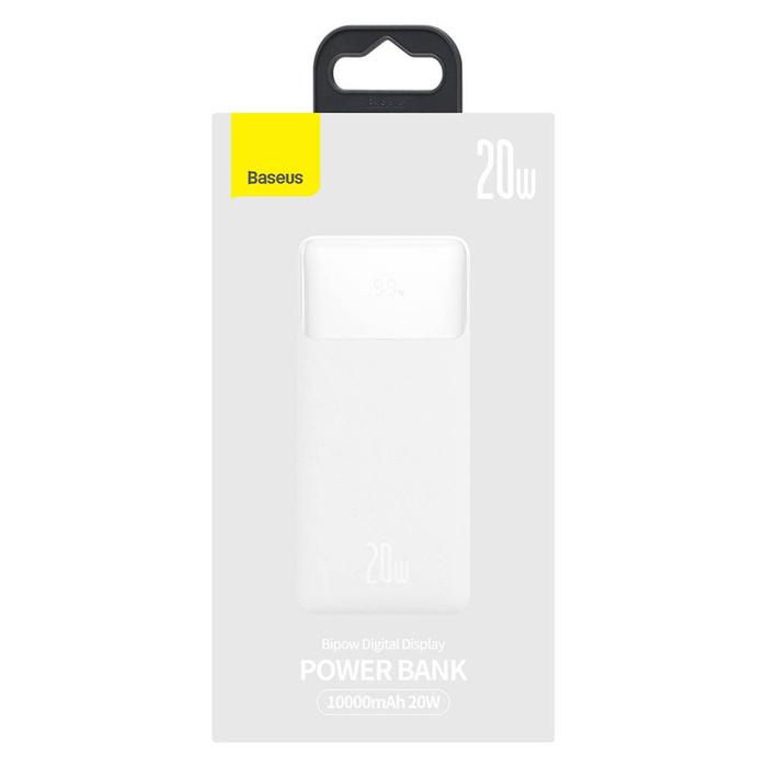 Baseus Bipow Fast Charging Power Bank 10000mAh 20W weiß (Overseas Edition) + USB-A - Micro USB Kabel 0,25m weiß (PPBD050502)