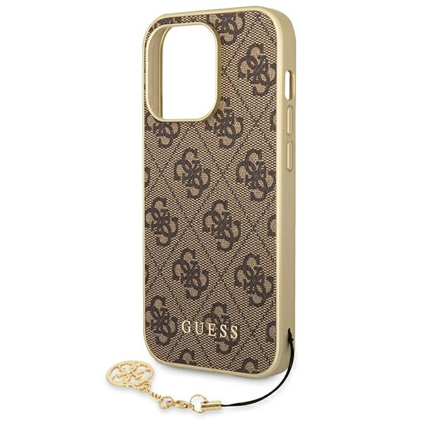 Hülle GUESS Apple iPhone 14 Pro 4G Charms Kollektion Braun Hartcase