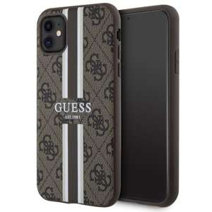 Cover Guess GUHMN61P4RPSW iPhone 11 / Xr marrone/marrone durocase 4G Strisce stampate MagSafe Case