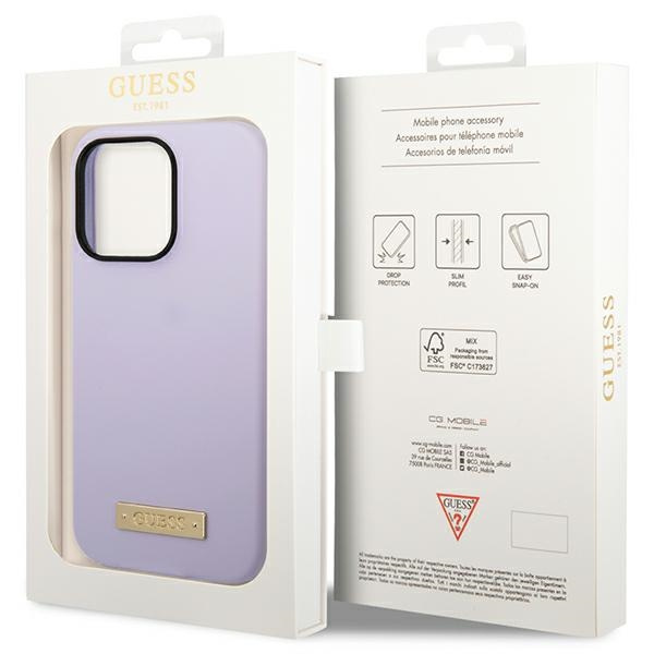 Guess GUHMP14LSBPLU iPhone 14 Pro 6.1" violet/mauve dur case Plaque logo en silicone MagSafe