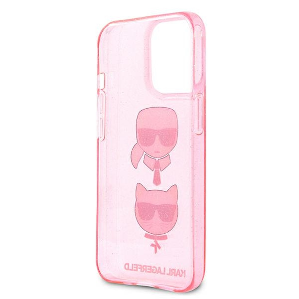 Cover KARL LAGERFELD Apple iPhone 13 13 Pro Glitter Karl's & Choupette Pink Hardcase
