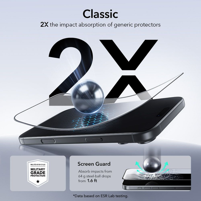 Tempered Glass ESR ULTRAFIT GEHÄRTETES GLAS 2ER-PACK IPhone 17 PRO KLAR