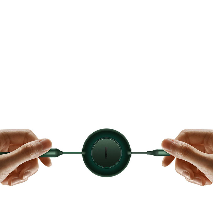 Baseus Bright Mirror 2 cable retráctil 3en1 USB Tipo C - micro USB + Lightning + USB Tipo C 3.5A 1.1m verde (CAMJ010206)