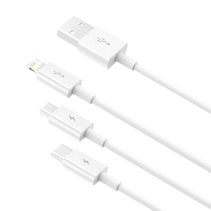 Baseus Superior 3in1 USB cable - Lightning / USB Type C / micro USB 3.5 A 1.5 m White (CAMLTYS-02)