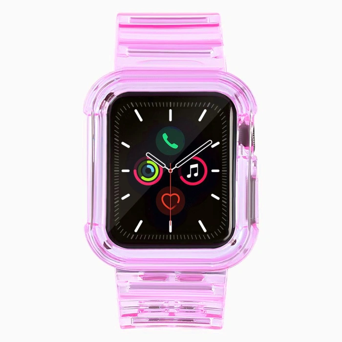Silikonowa opaska pasek bransoleta bransoletka etui Strap Light Set do zegarka Apple Watch 44 mm - czerwona