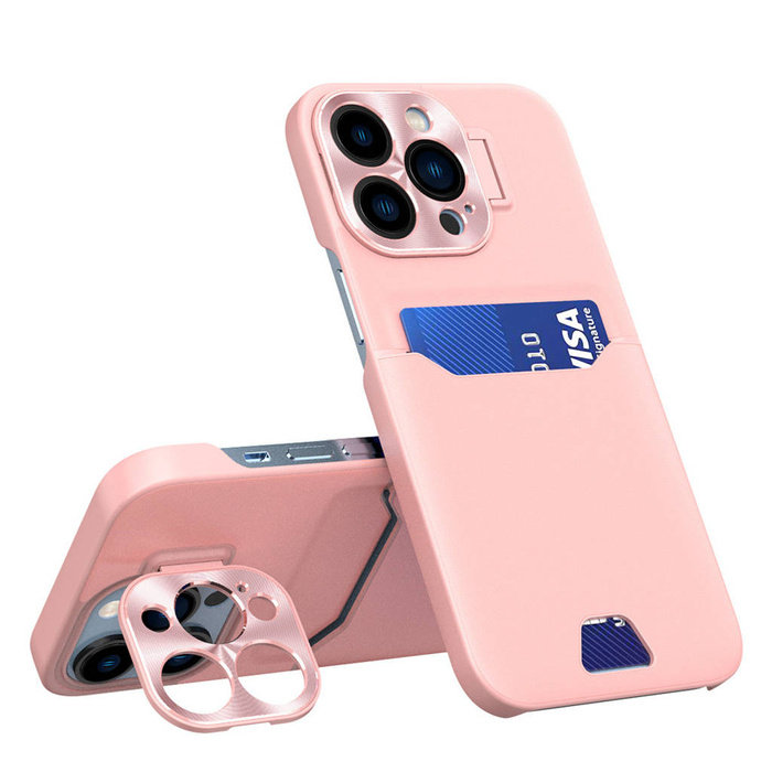 Custodia in pelle per iPhone 14 Pro Max Custodia a portafoglio per carte con supporto rosa