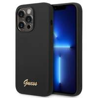 Hülle Guess iPhone 14 Pro Max 6,7" schwarz/schwarz hart case Silikon Vintage Gold Logo