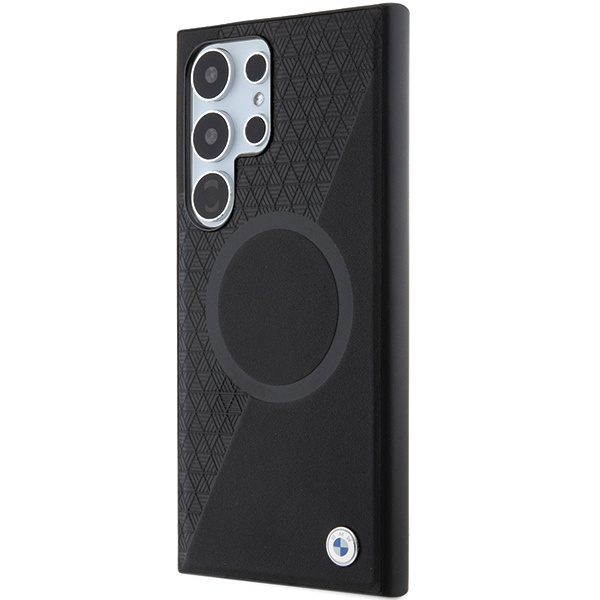 Coque BMW BMHMS24L23RTPK Samsung Galaxy S24 Ultra S928 noir/noircase Signature Leather Half Textured &amp; Circle MagSafe Case