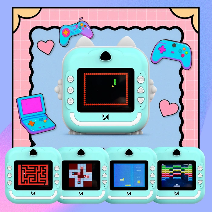 Aparat z drukarką termiczną Wozinsky WDT-02 kamera, dla dzieci - niebieski