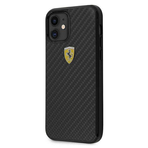 Hülle Ferrari Apple iPhone 12 Mini On Track Real Carbon Case Schwarz