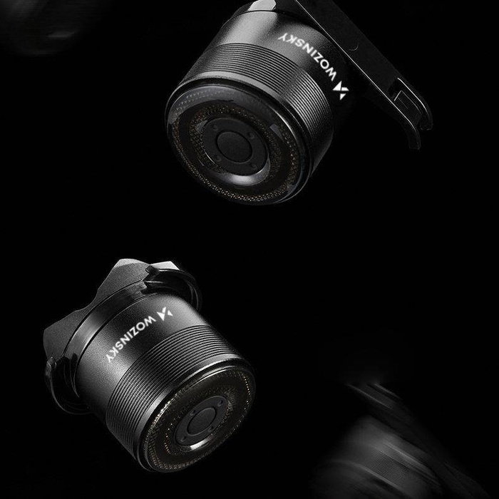 Wozinsky Fahrradheck LED-Lampe Micro-USB-Lade rotes Licht 5 Arbeitsmodi schwarz (WRBLB2)