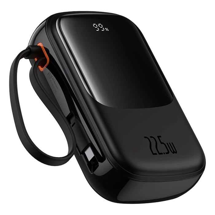 Baseus Qpow Pro+ 20000 mAh 22,5 W Powerbank mit integriertem USB-C-Kabel und Display – Schwarz